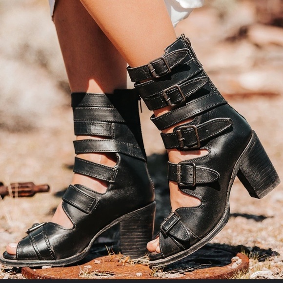 FREEBIRD l Bond Ankle Straps Open Toe Sandal Leather Boot Cowgirl Bohemian Sz. 9 - Picture 3 of 13